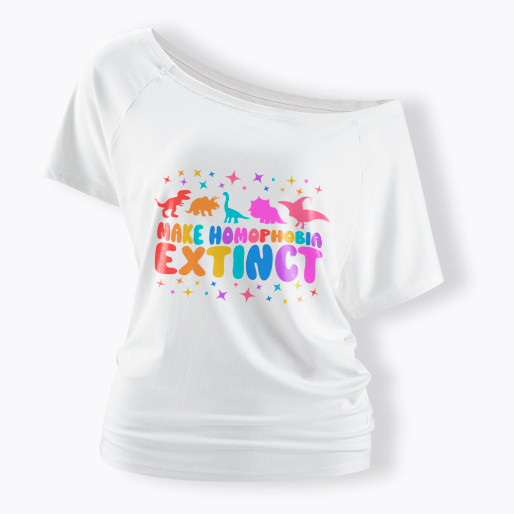 Make Homophobia Extinct Off Shoulder T-Shirt