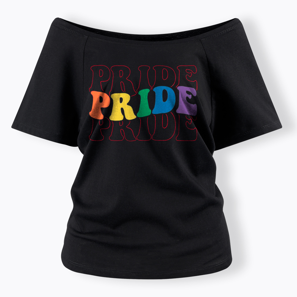 Groovy Pride Month Off Shoulder T-Shirt