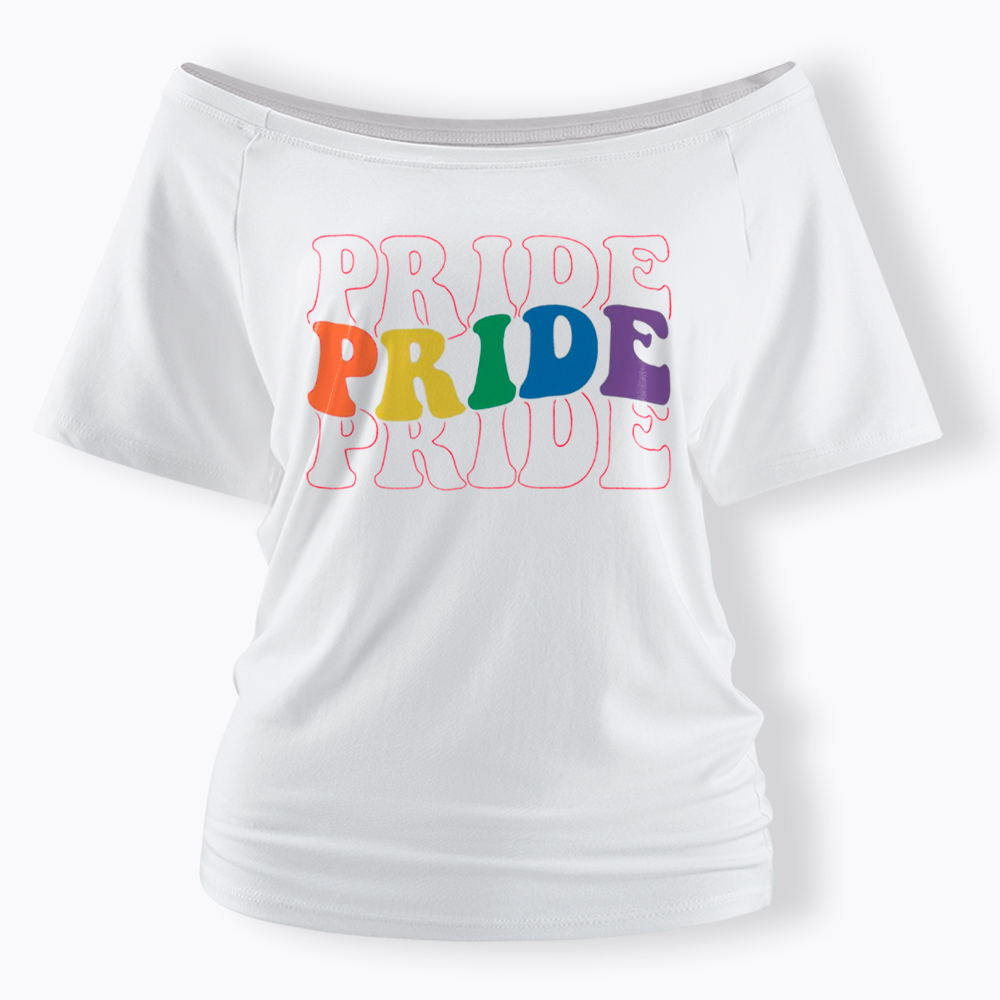 Groovy Pride Month Off Shoulder T-Shirt