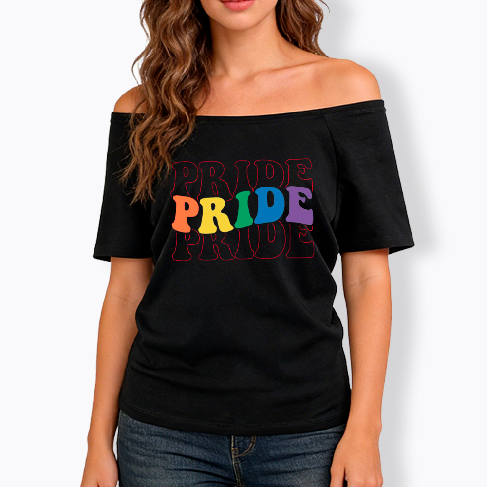 Groovy Pride Month Off Shoulder T-Shirt