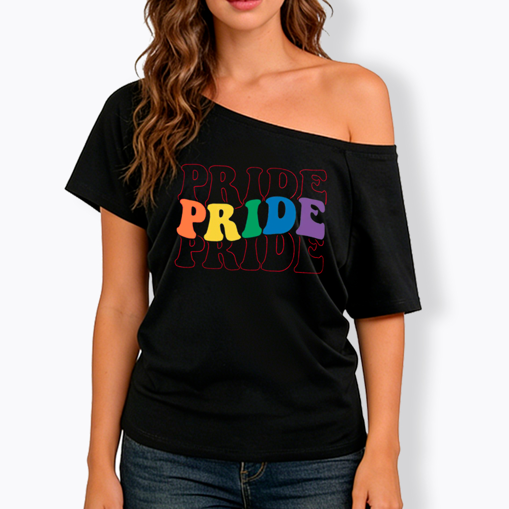 Groovy Pride Month Off Shoulder T-Shirt