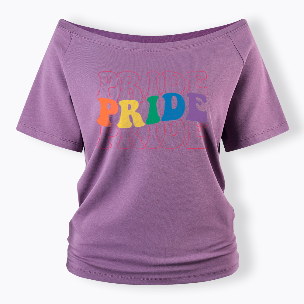 Groovy Pride Month Off Shoulder T-Shirt