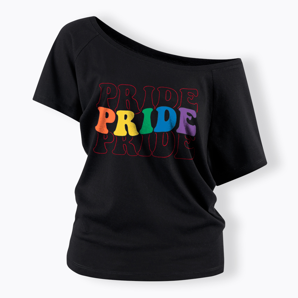 Groovy Pride Month Off Shoulder T-Shirt