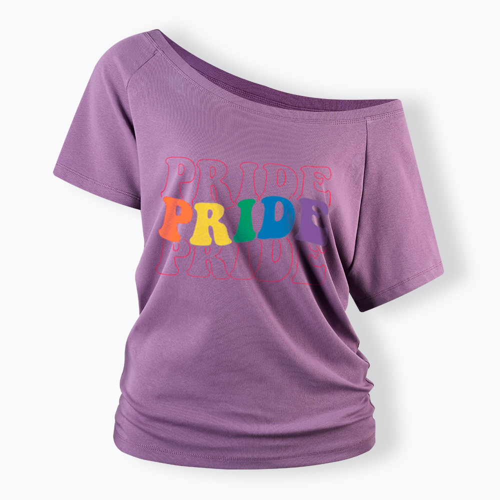 Groovy Pride Month Off Shoulder T-Shirt