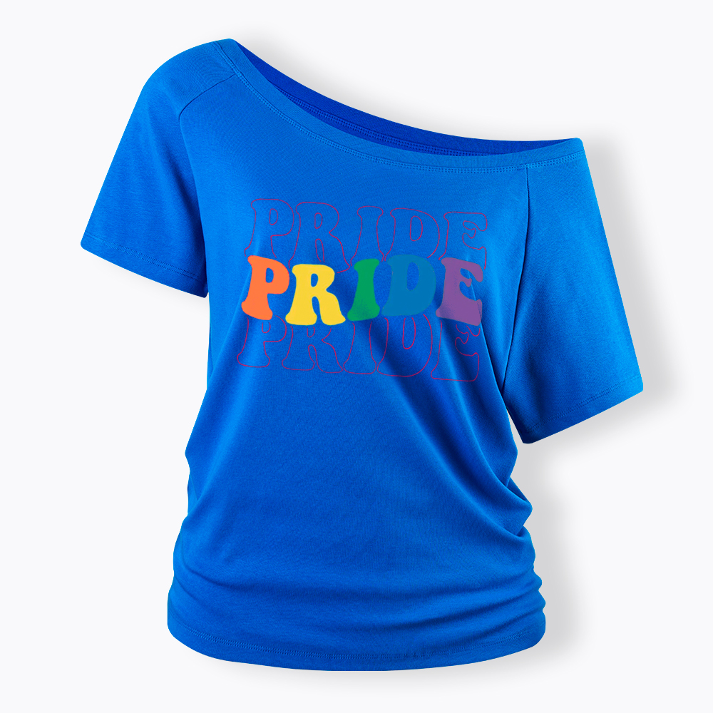 Groovy Pride Month Off Shoulder T-Shirt