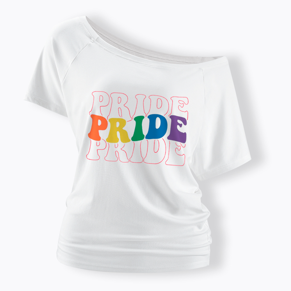 Groovy Pride Month Off Shoulder T-Shirt