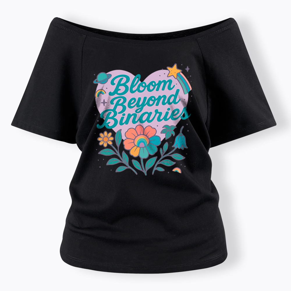Bloom Beyond Binaries Off Shoulder T-Shirt