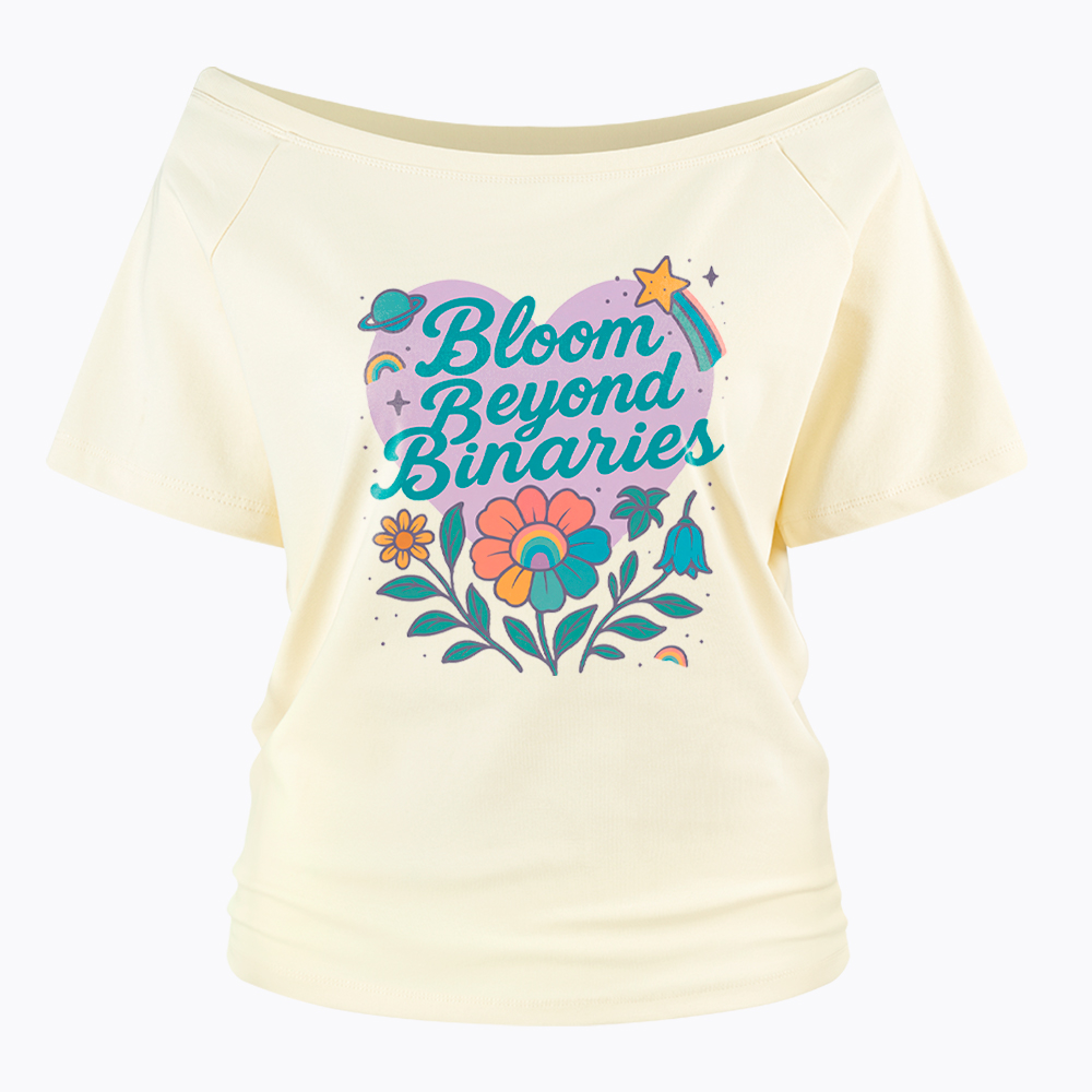 Bloom Beyond Binaries Off Shoulder T-Shirt