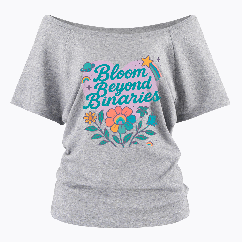 Bloom Beyond Binaries Off Shoulder T-Shirt