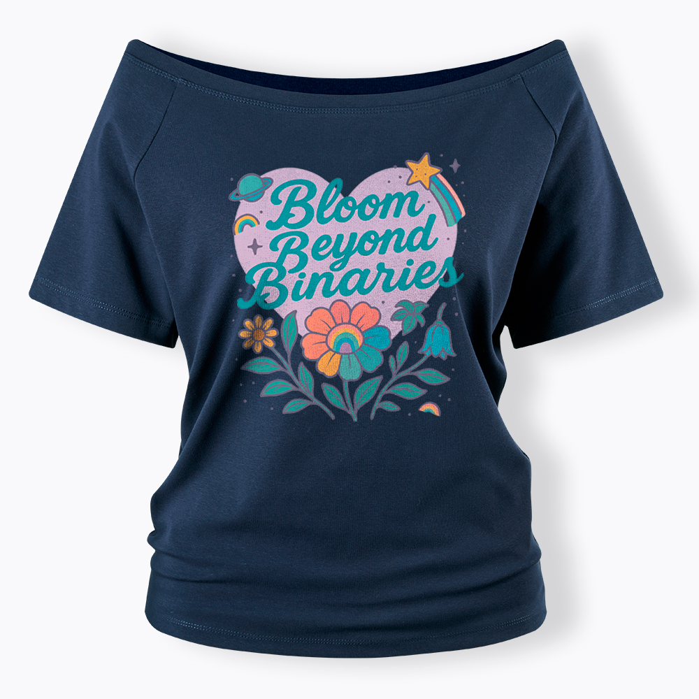 Bloom Beyond Binaries Off Shoulder T-Shirt