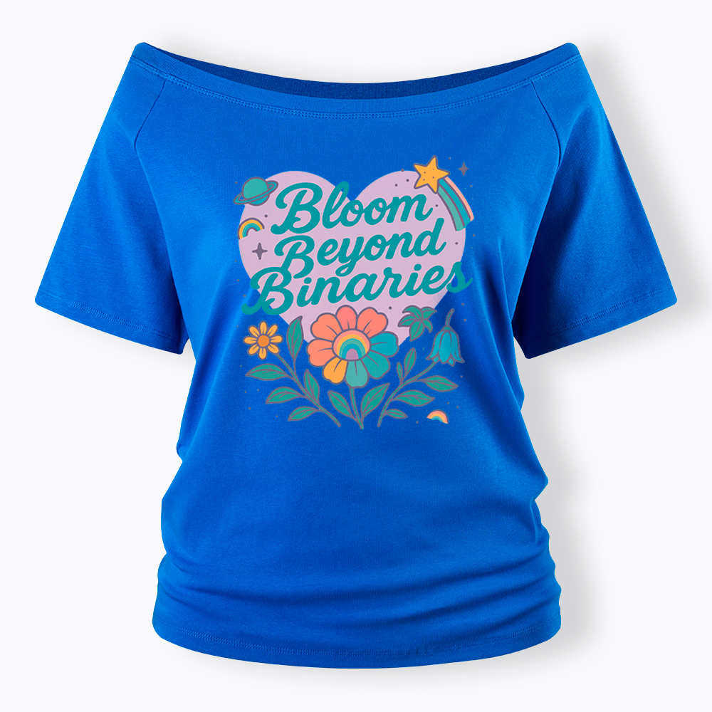 Bloom Beyond Binaries Off Shoulder T-Shirt