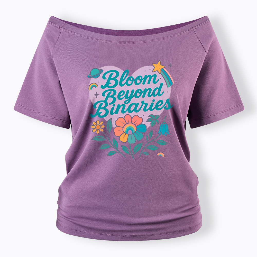 Bloom Beyond Binaries Off Shoulder T-Shirt