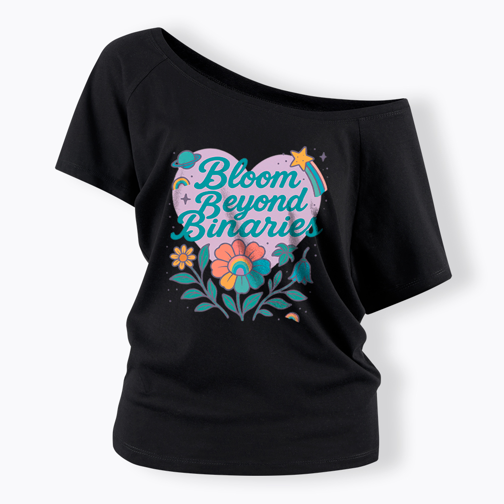 Bloom Beyond Binaries Off Shoulder T-Shirt