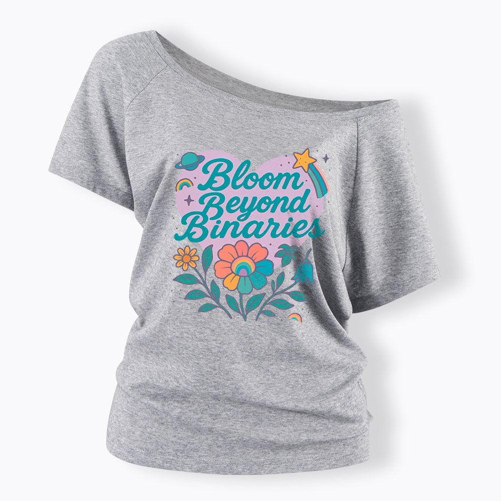 Bloom Beyond Binaries Off Shoulder T-Shirt