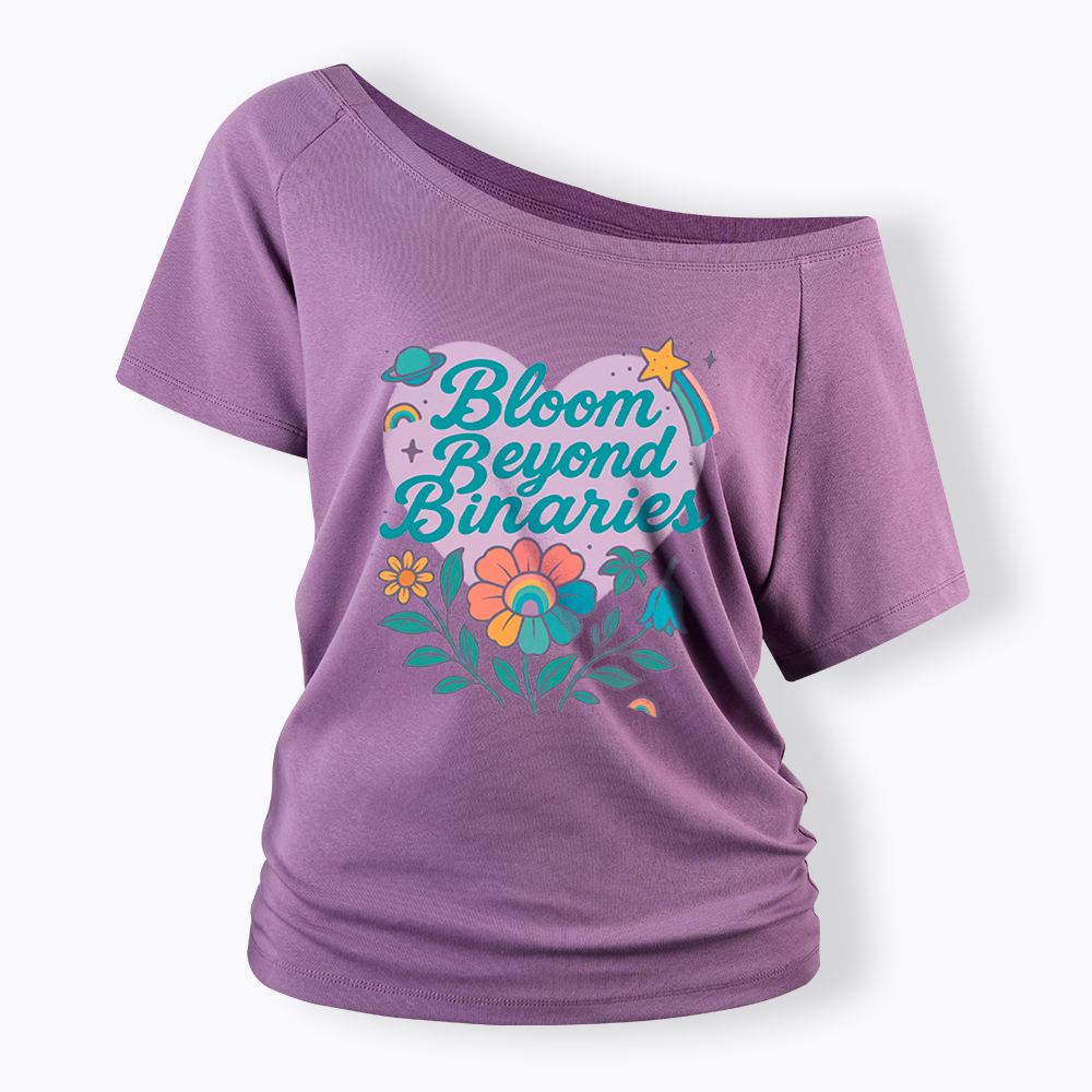 Bloom Beyond Binaries Off Shoulder T-Shirt
