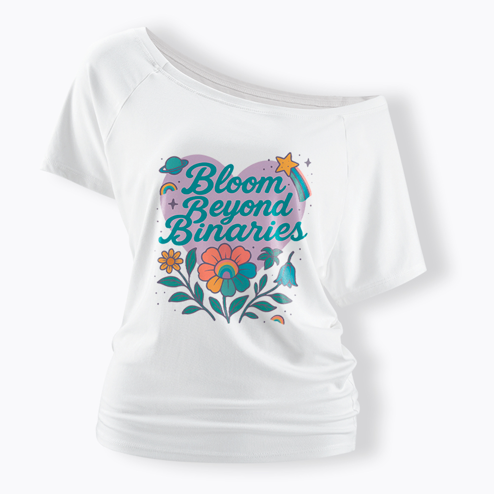 Bloom Beyond Binaries Off Shoulder T-Shirt