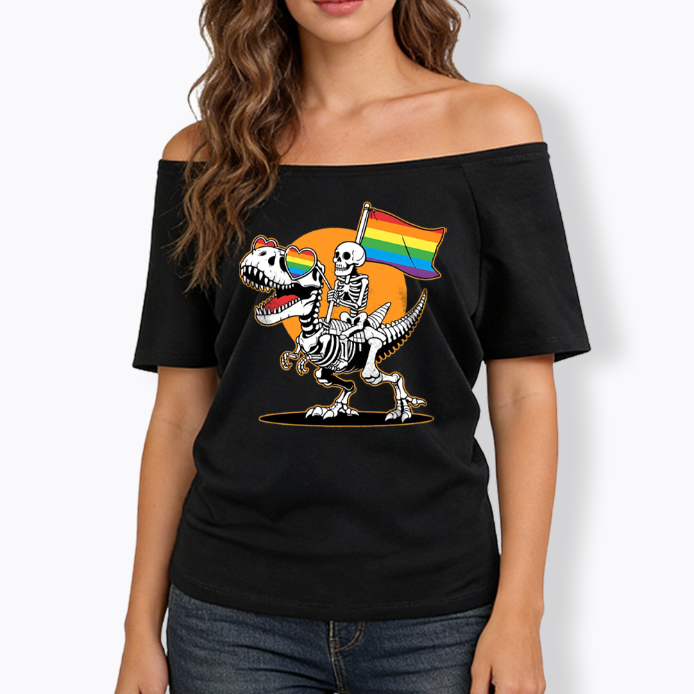LGBT Skeleton Off Shoulder T-shirt