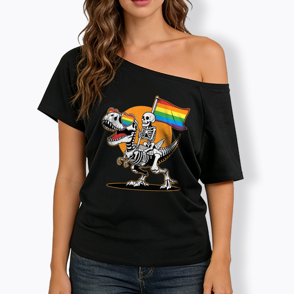 LGBT Skeleton Off Shoulder T-shirt