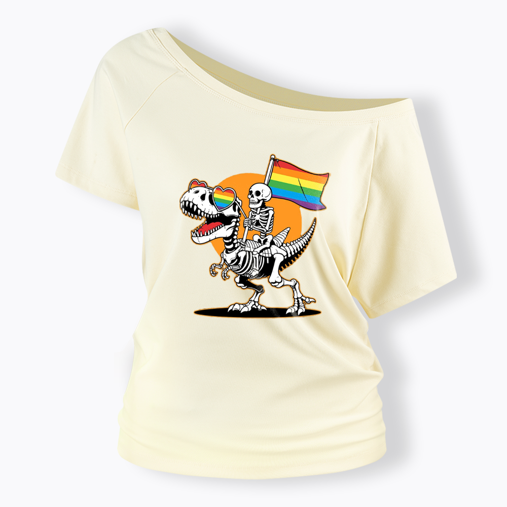 LGBT Skeleton Off Shoulder T-shirt