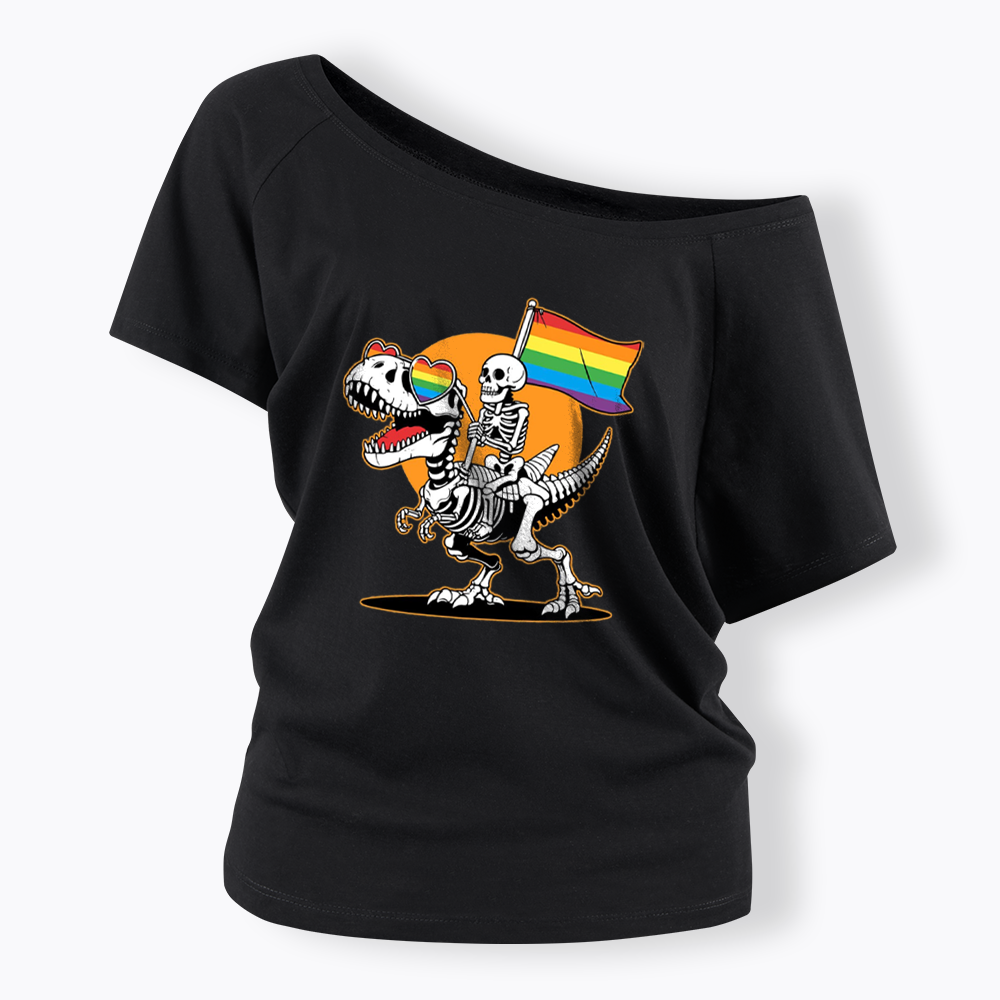LGBT Skeleton Off Shoulder T-shirt
