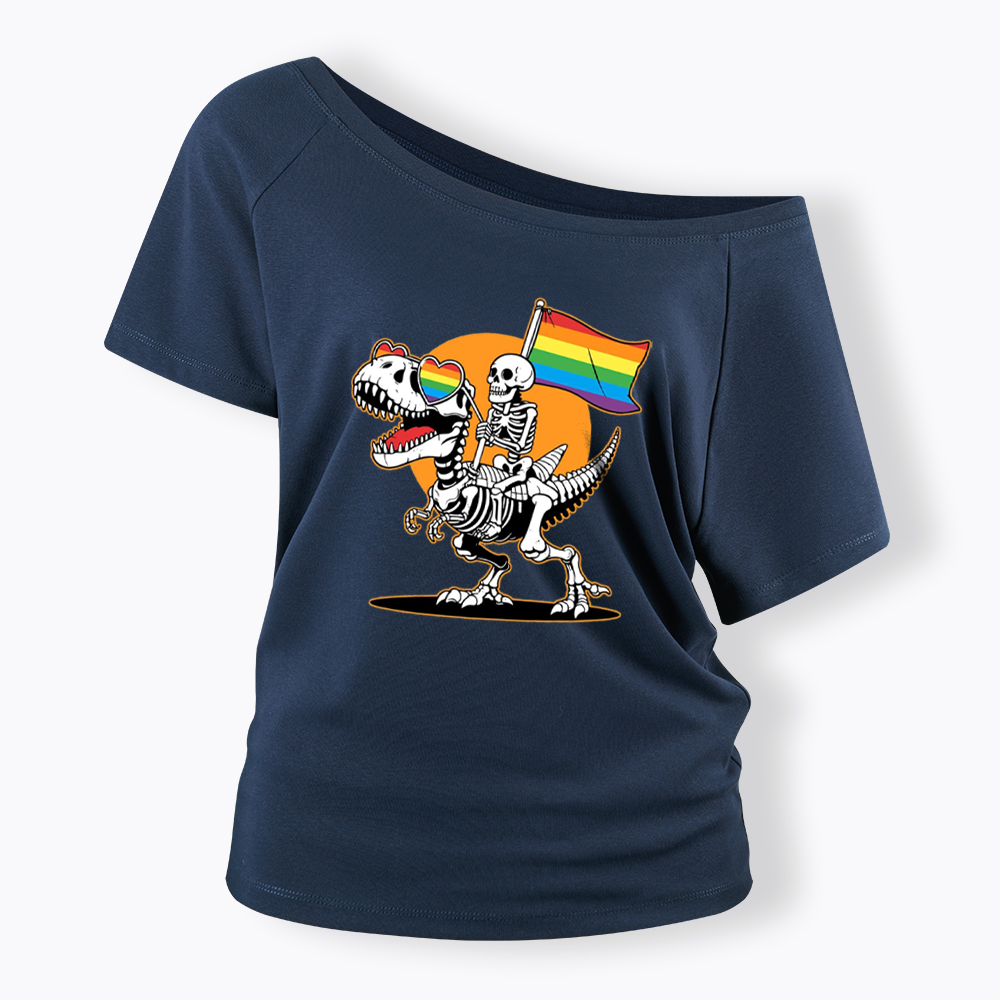 LGBT Skeleton Off Shoulder T-shirt