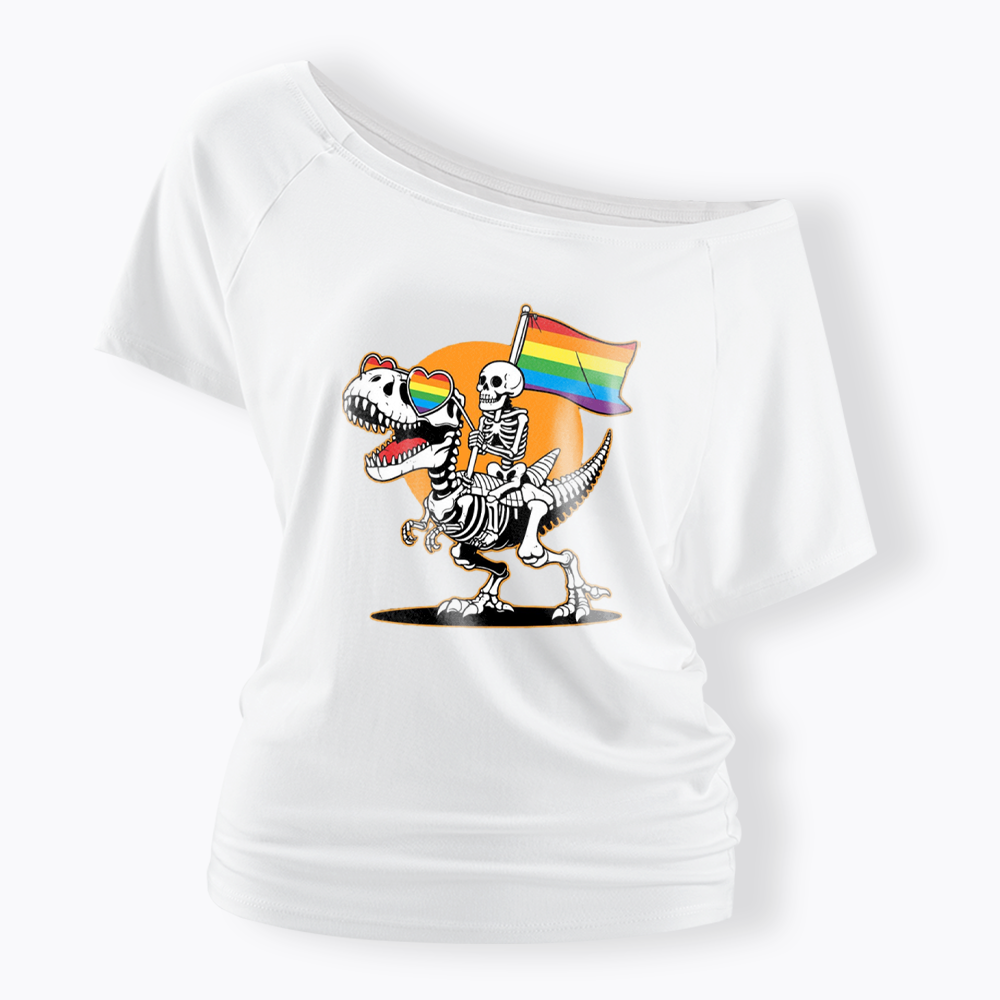 LGBT Skeleton Off Shoulder T-shirt
