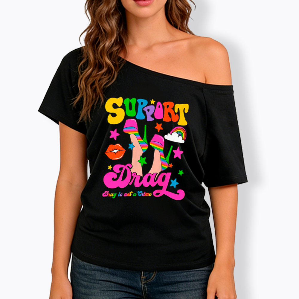 Support Drag Off Shoulder T-Shirt