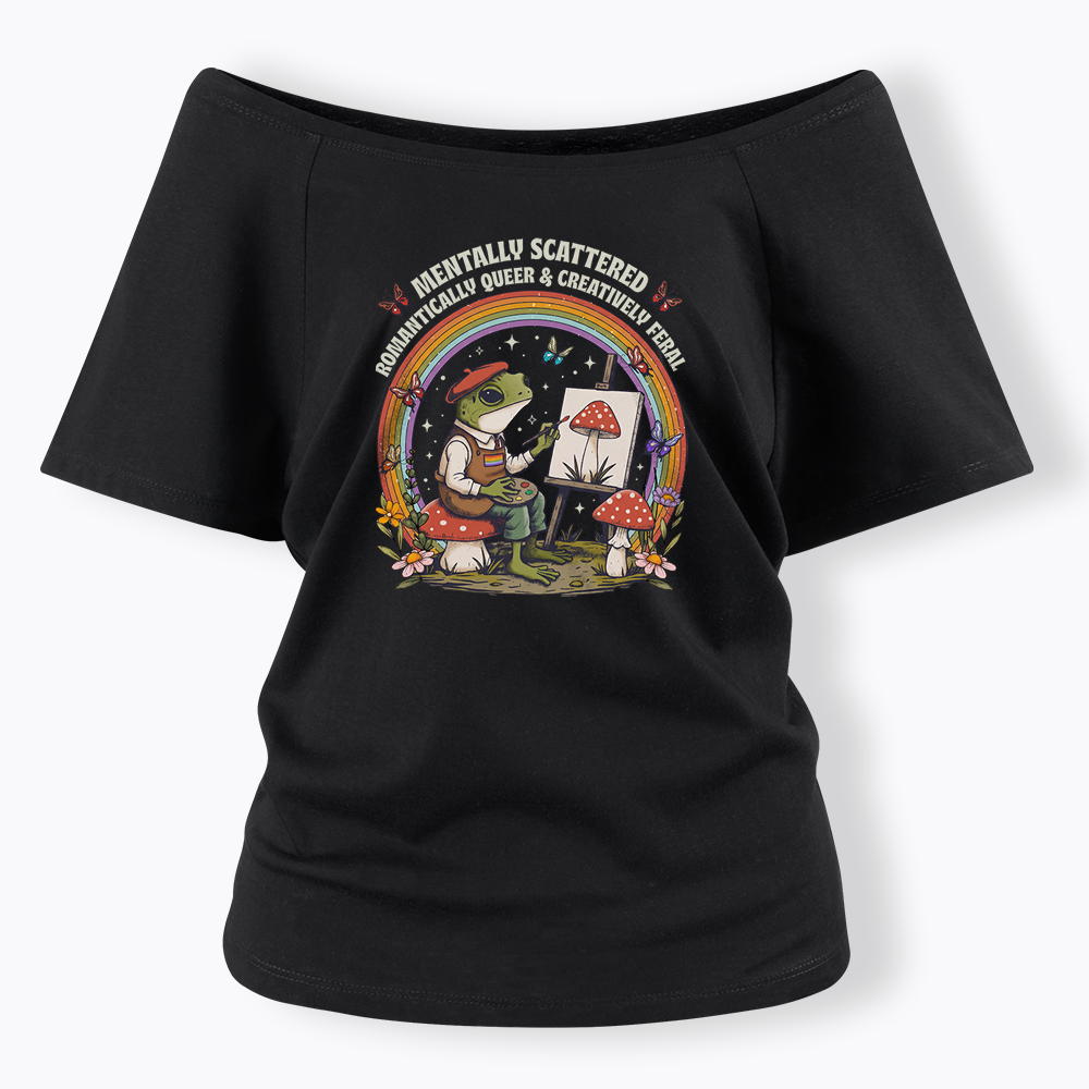 Frog Artist Off Shoulder T-shirt