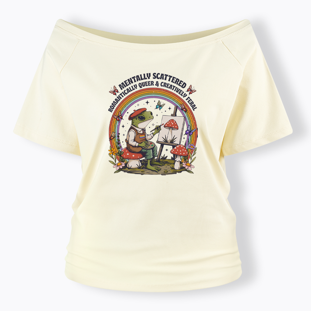 Frog Artist Off Shoulder T-shirt