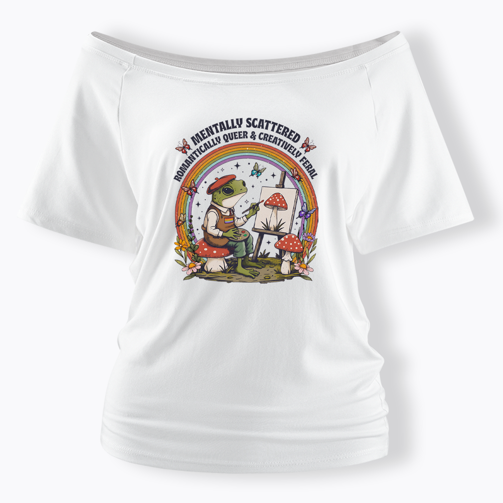 Frog Artist Off Shoulder T-shirt