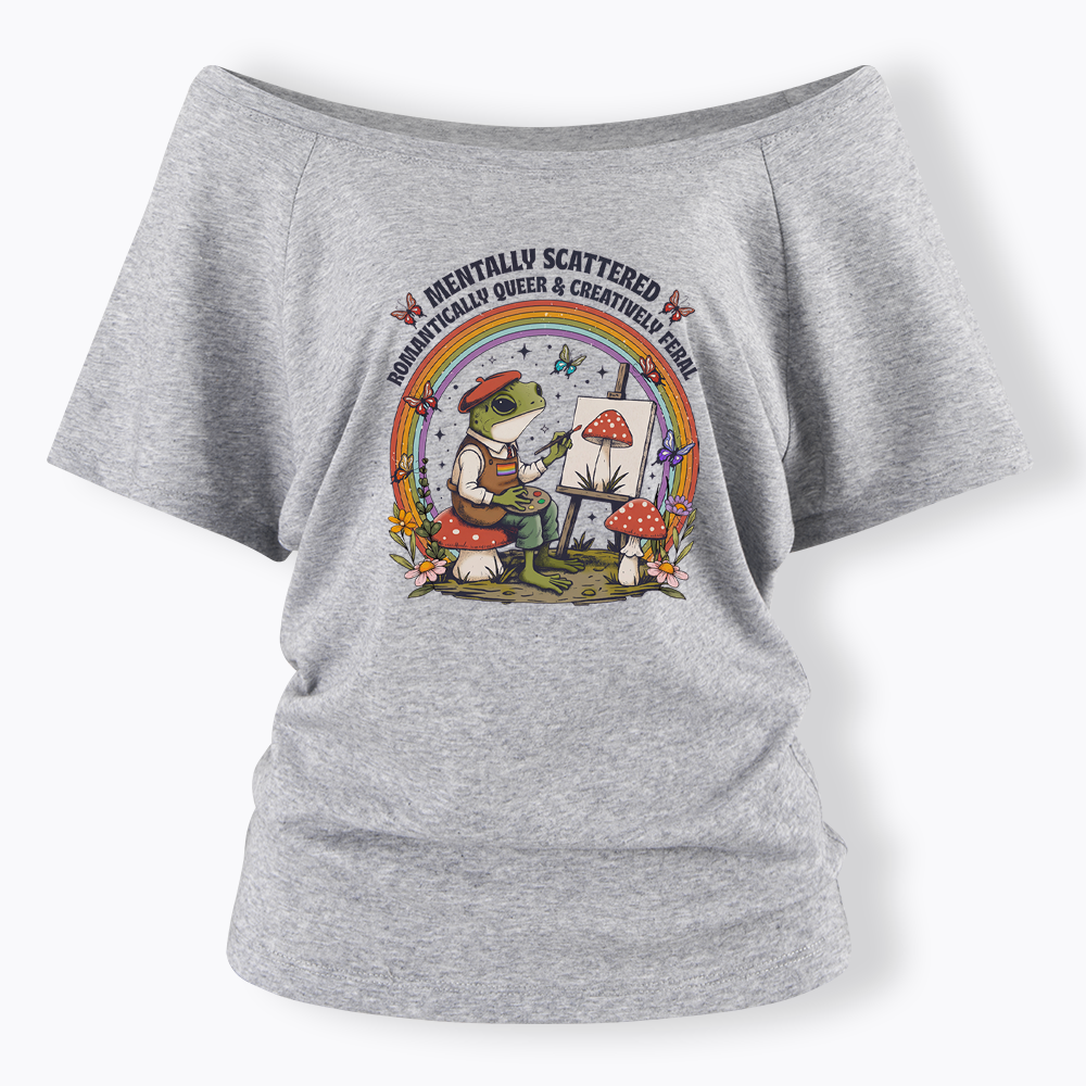 Frog Artist Off Shoulder T-shirt