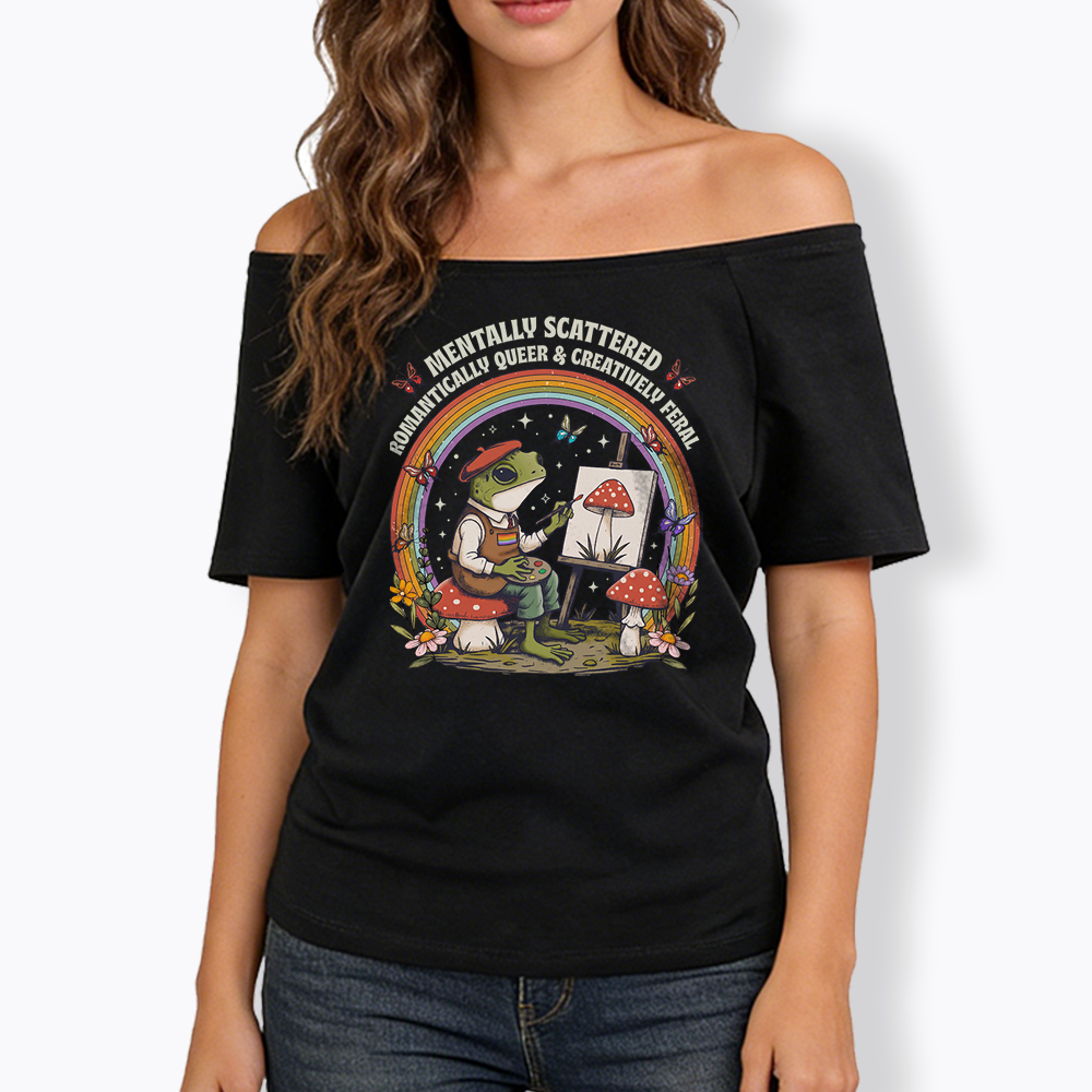 Frog Artist Off Shoulder T-shirt