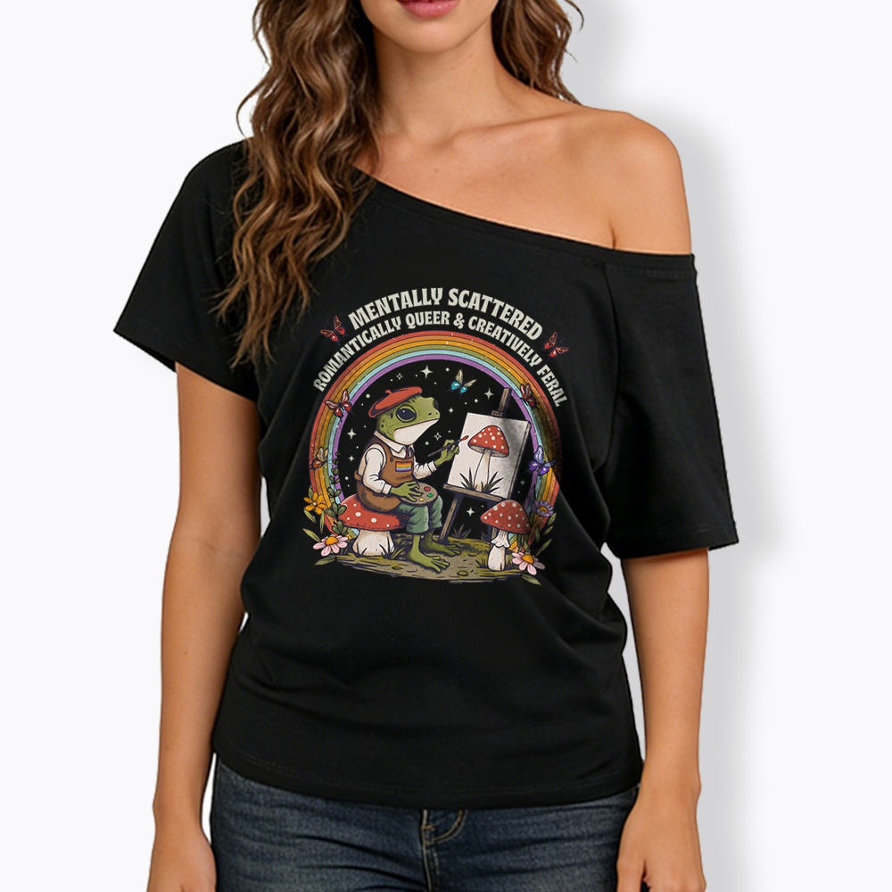 Frog Artist Off Shoulder T-shirt