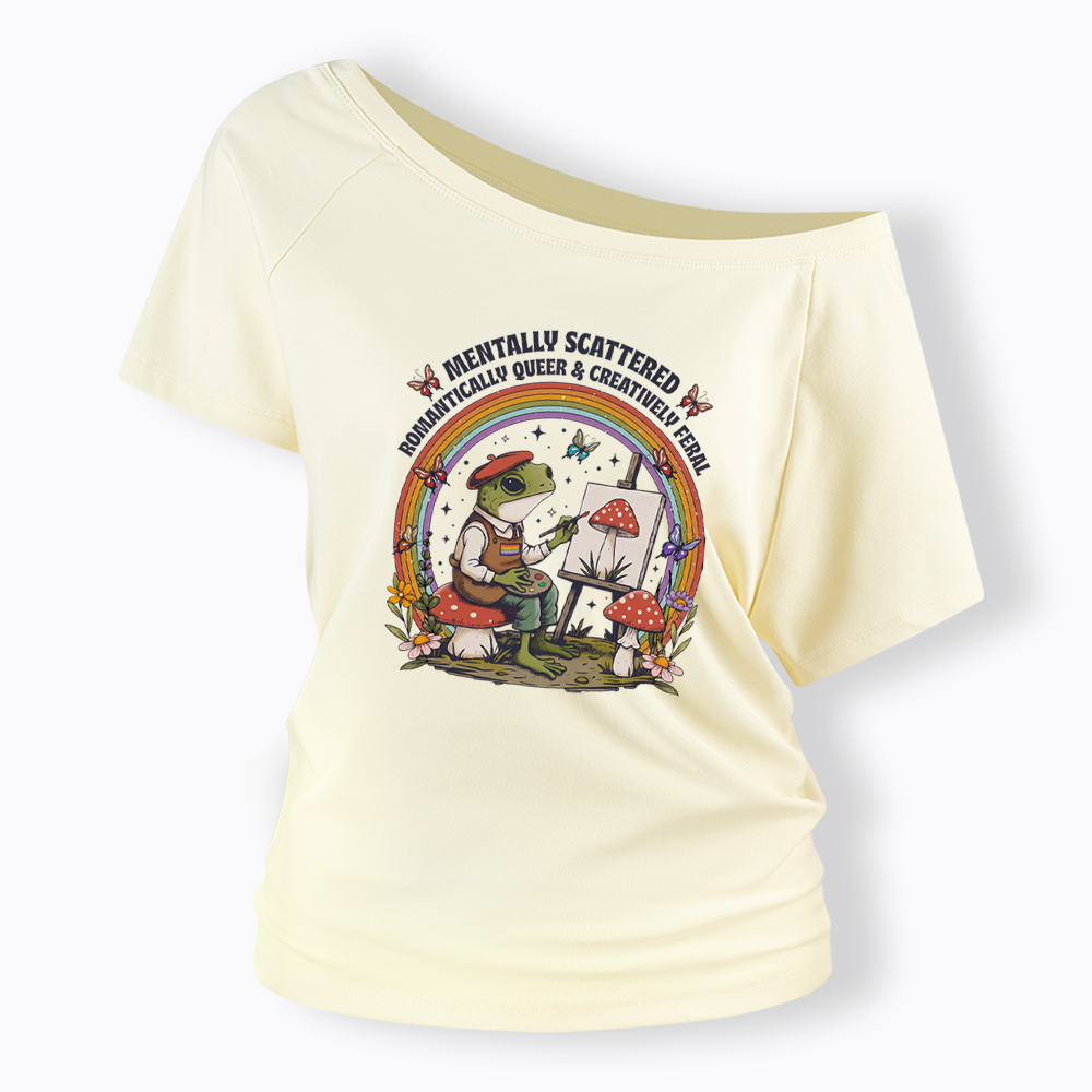 Frog Artist Off Shoulder T-shirt