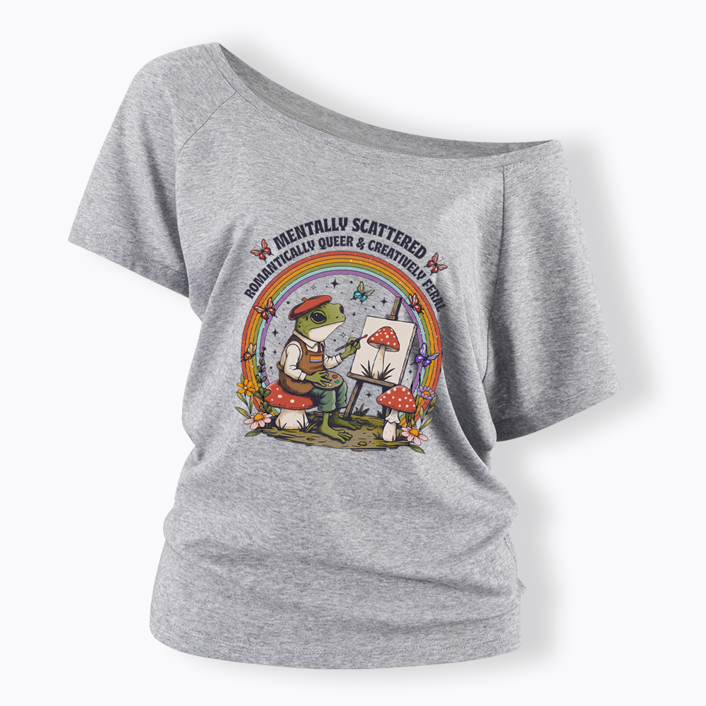 Frog Artist Off Shoulder T-shirt