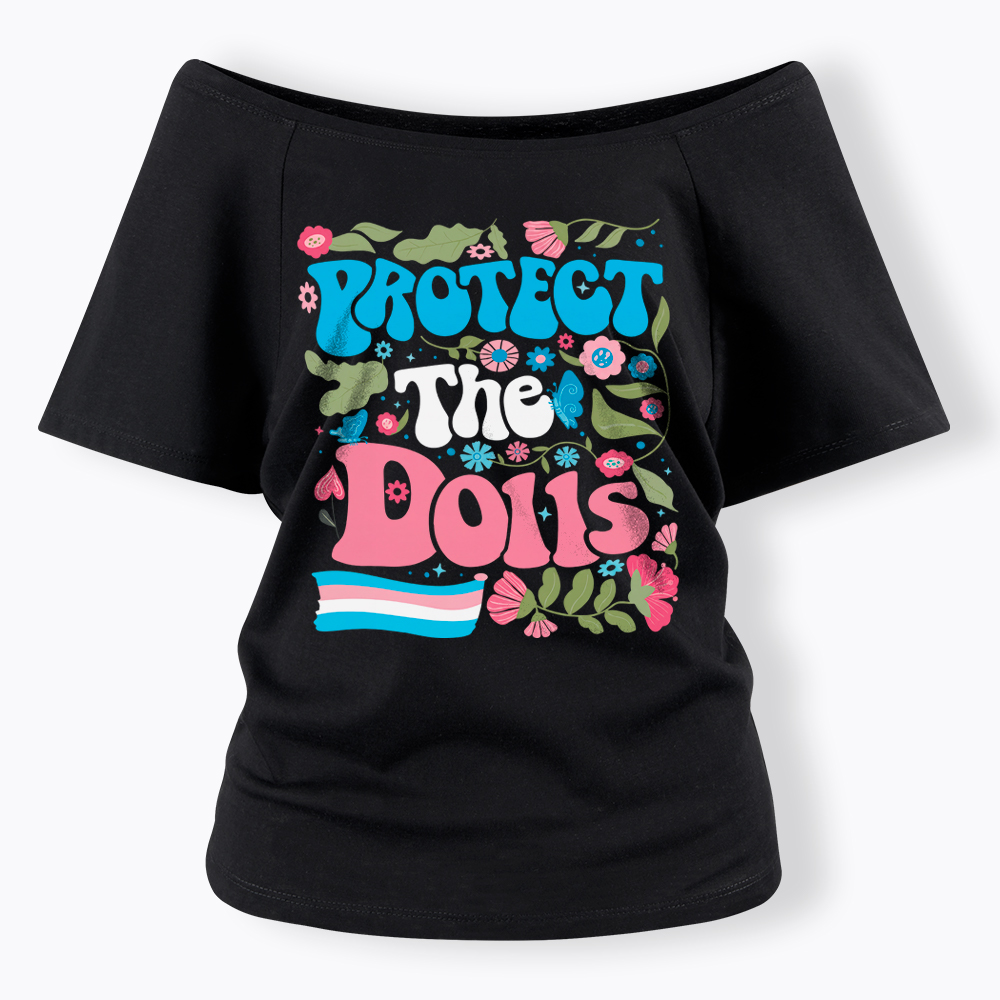 Protect The Dolls Trans Pride Off Shoulder T-Shirt