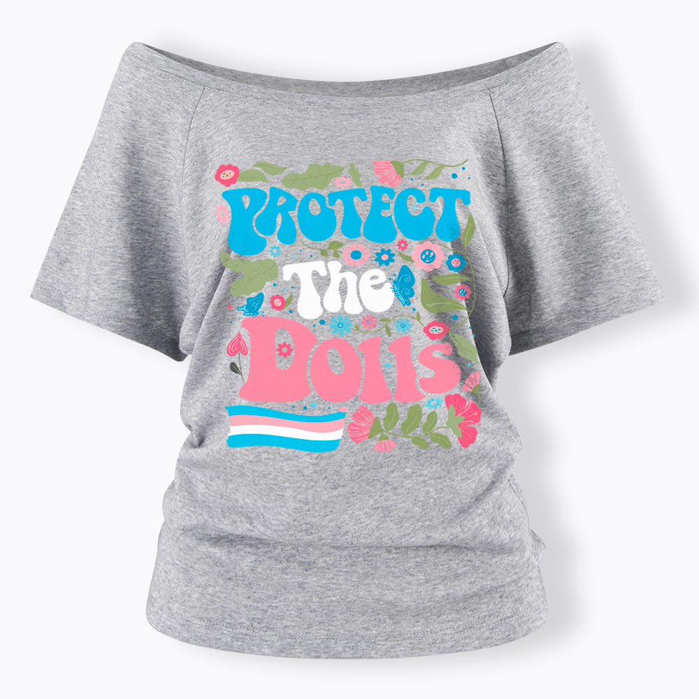 Protect The Dolls Trans Pride Off Shoulder T-Shirt