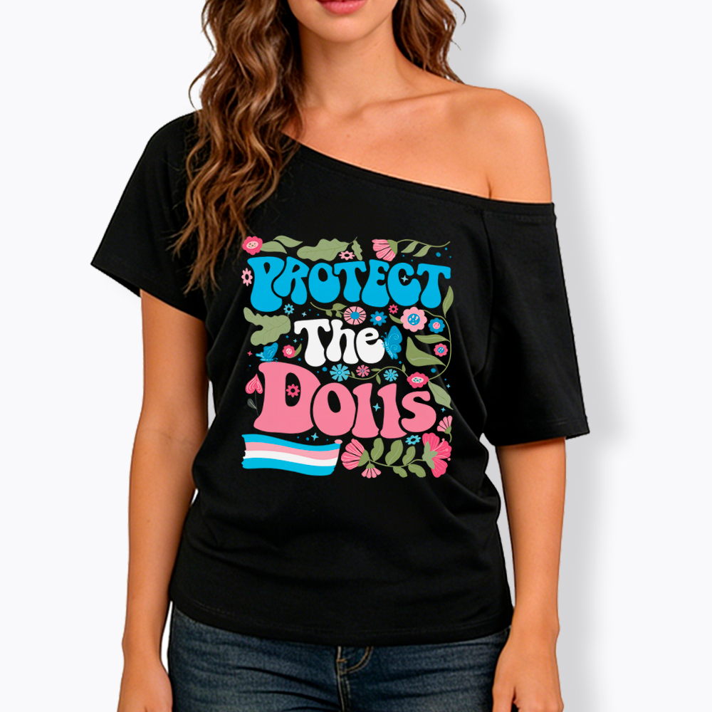 Protect The Dolls Trans Pride Off Shoulder T-Shirt