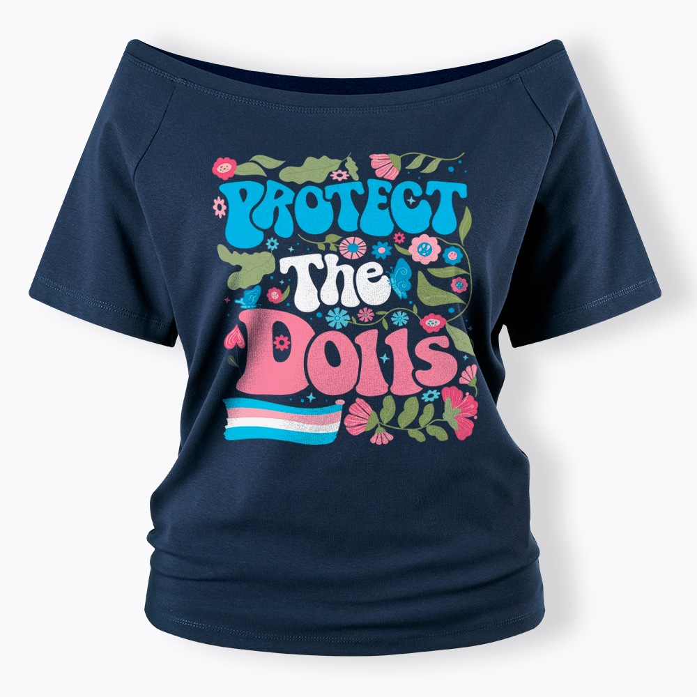 Protect The Dolls Trans Pride Off Shoulder T-Shirt