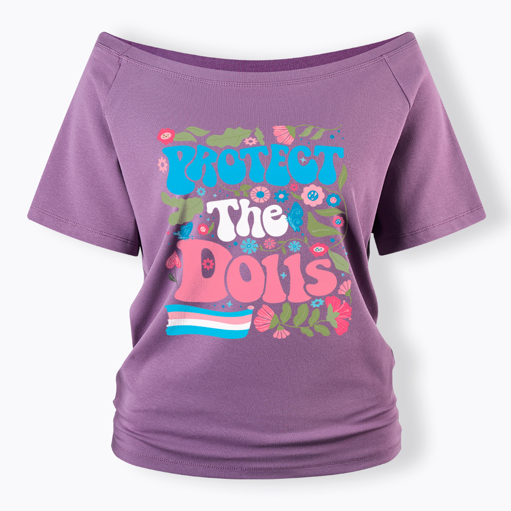 Protect The Dolls Trans Pride Off Shoulder T-Shirt