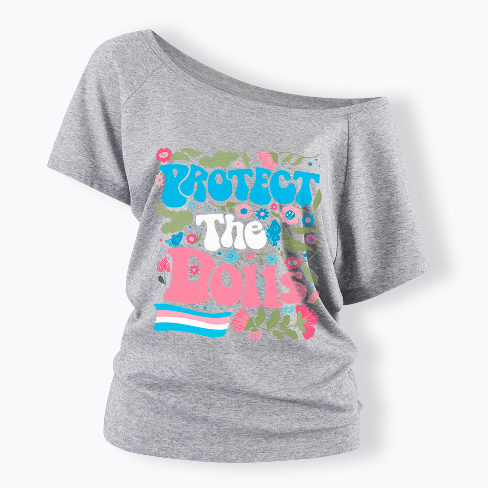 Protect The Dolls Trans Pride Off Shoulder T-Shirt