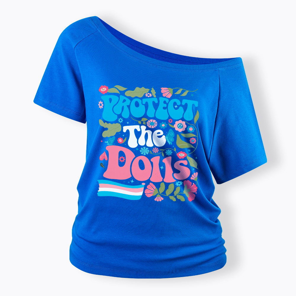 Protect The Dolls Trans Pride Off Shoulder T-Shirt