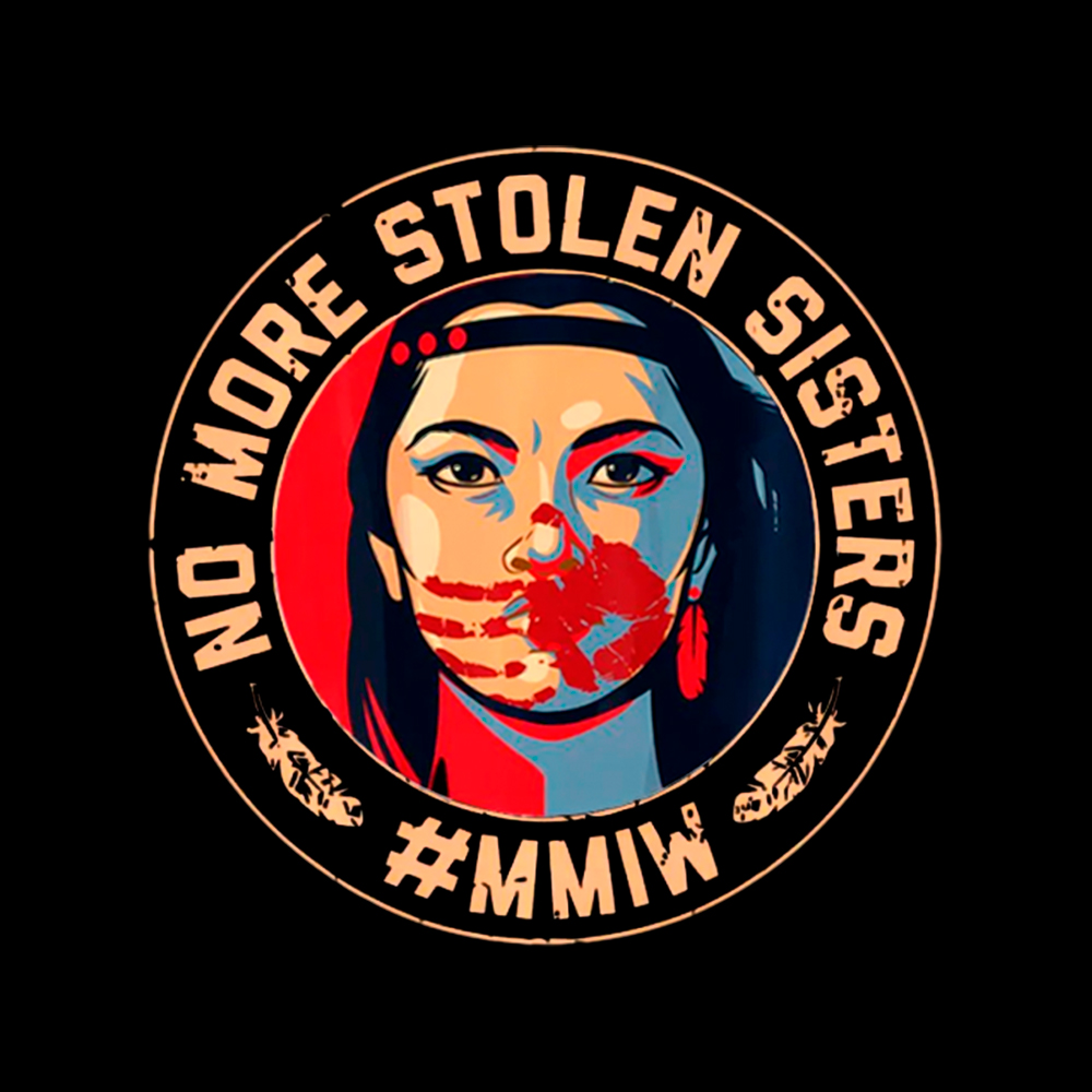 MMIW No More Stolen Sisters Indigenous Red Hand Off Shoulder T-Shirt