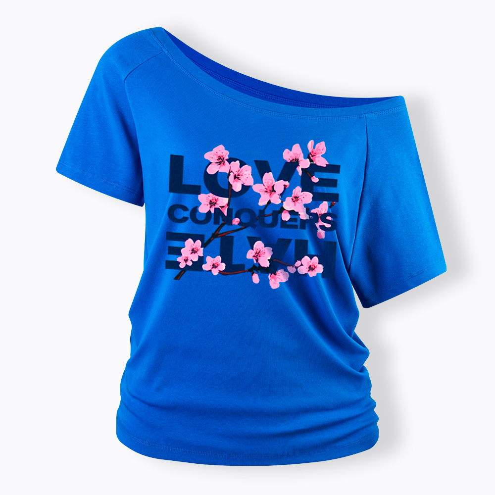 Love Conquers Hate Off Shoulder T-Shirt