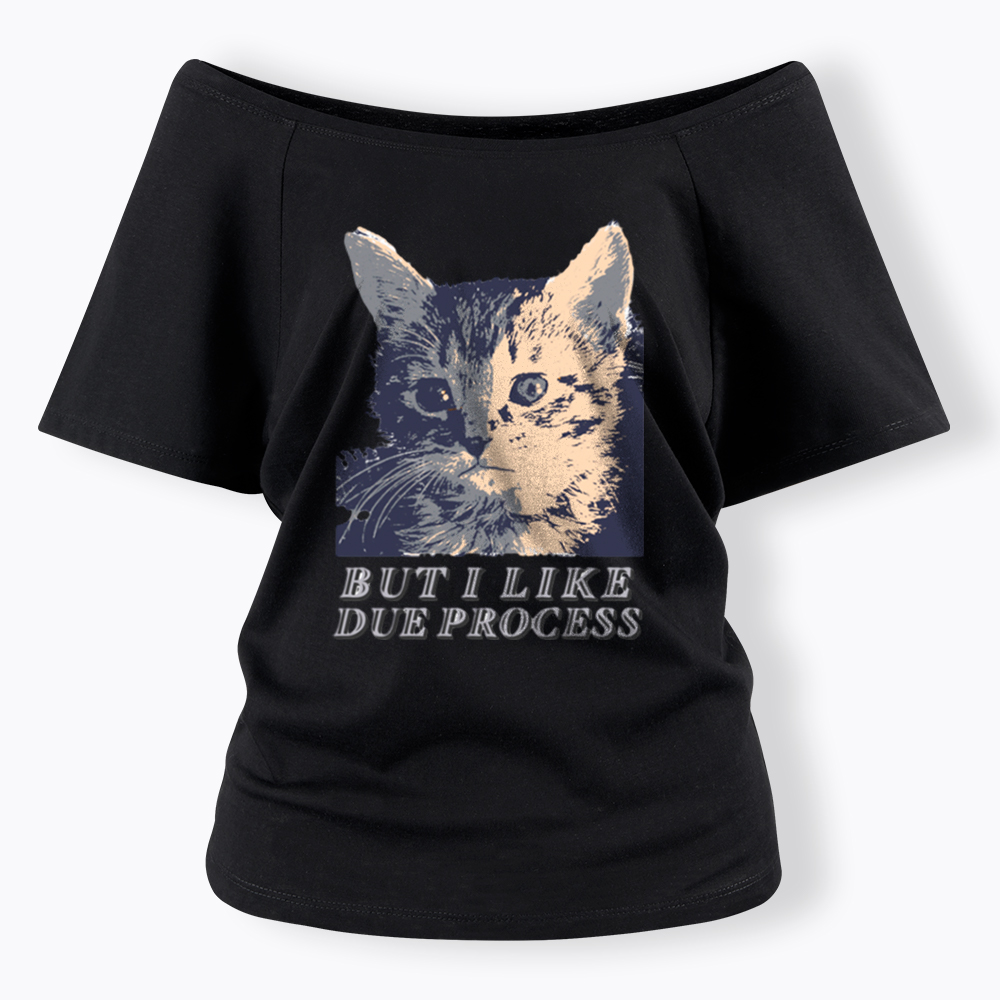 But I Like Due Process cat Off Shoulder T-Shirt
