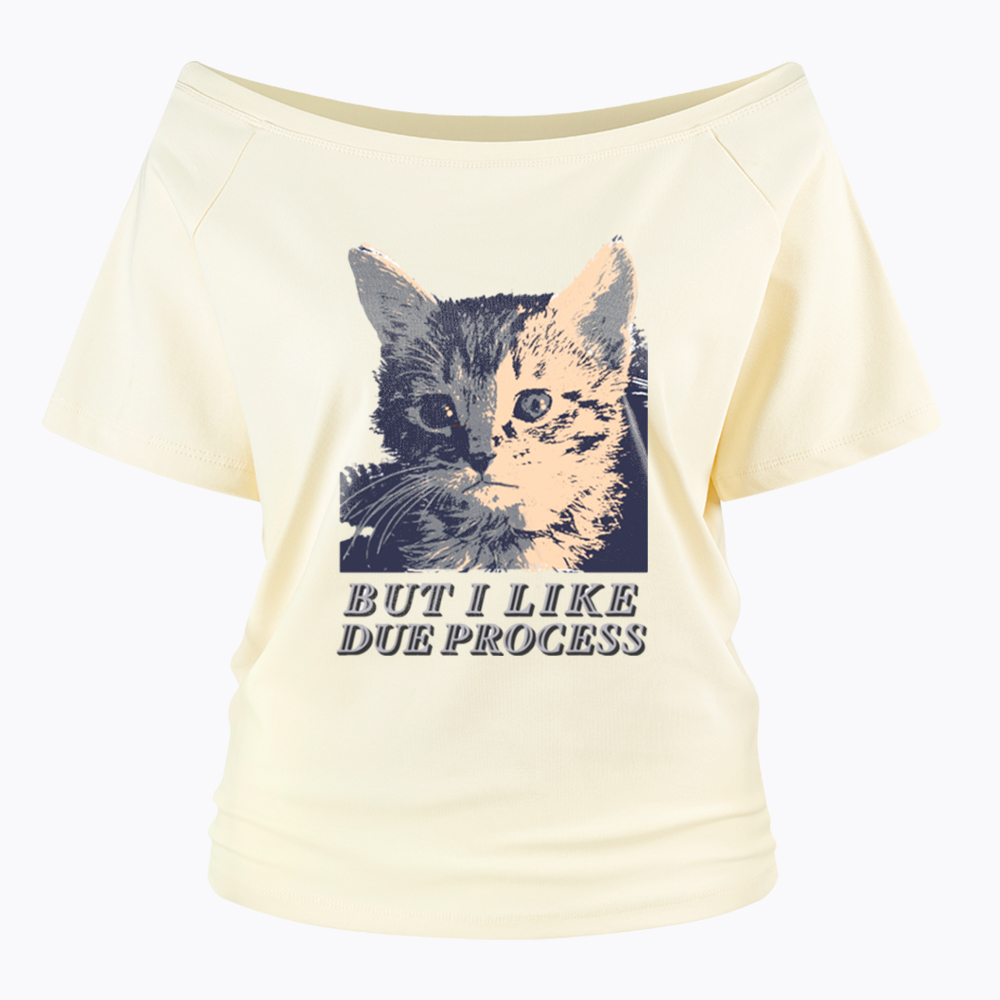 But I Like Due Process cat Off Shoulder T-Shirt