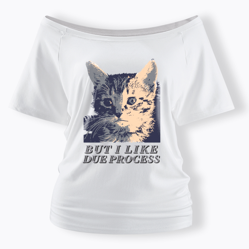 But I Like Due Process cat Off Shoulder T-Shirt
