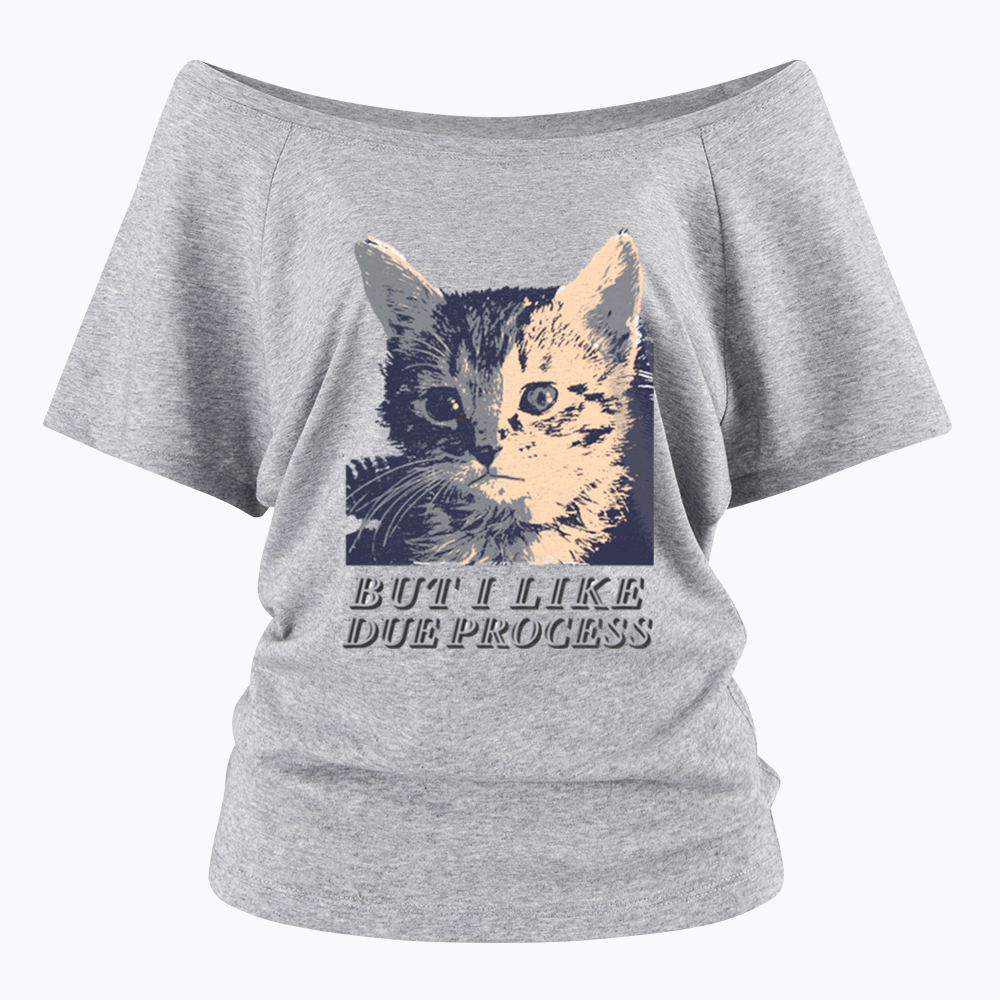 But I Like Due Process cat Off Shoulder T-Shirt