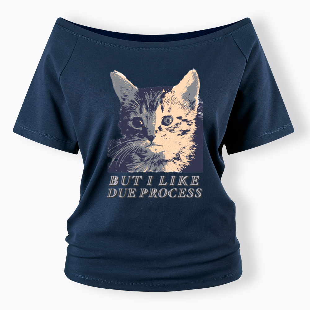But I Like Due Process cat Off Shoulder T-Shirt