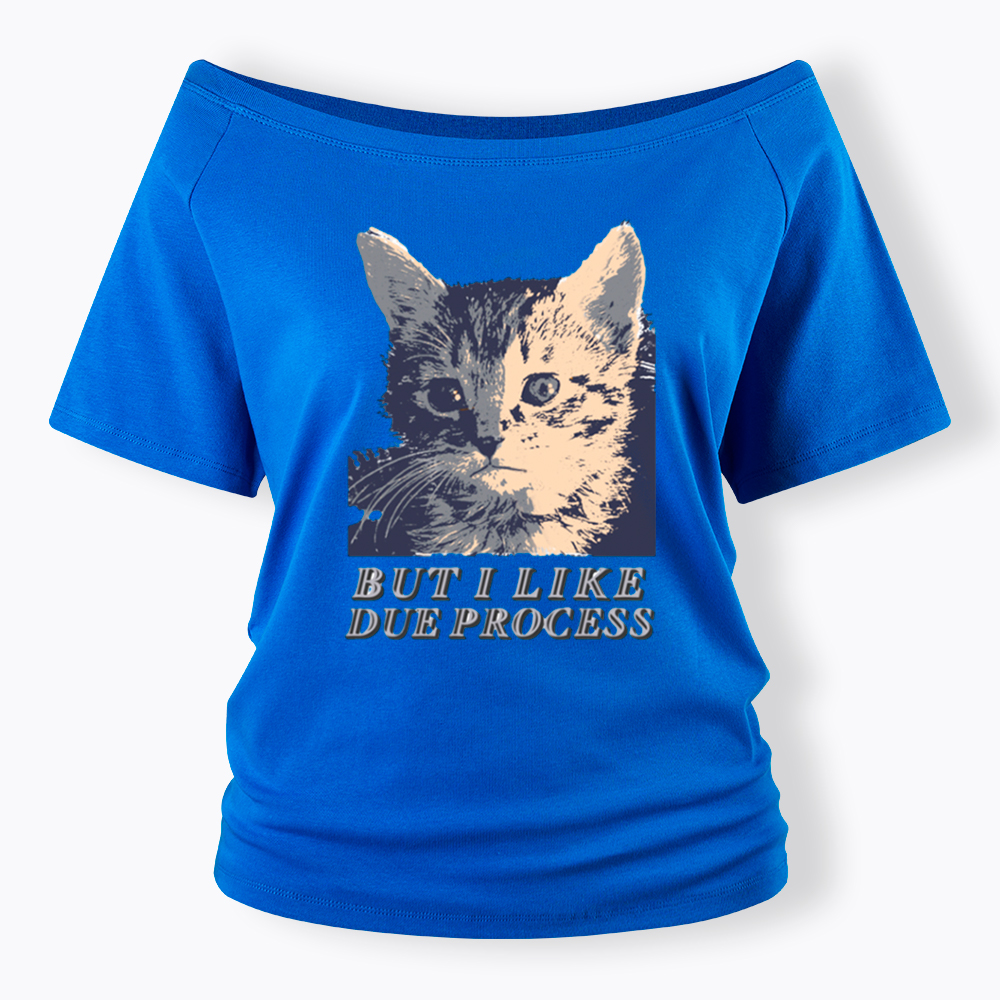 But I Like Due Process cat Off Shoulder T-Shirt